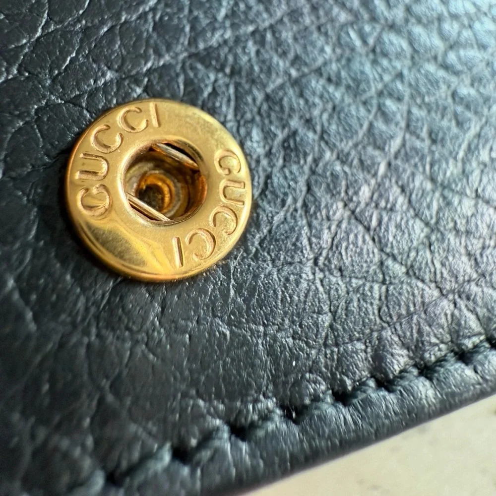 FULL SET | Gucci GG Marmont Black Leather Card Case Wallet + Box & Dust Bag